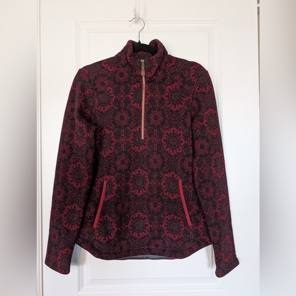 Sherpa Adventure Gear Namla Zip Tee II Fleece Red Floral Size Medium